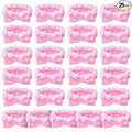 25 Pcs Pink Spa Headband Bulk Set - Soft Coral Fleece Makeup Headbands for Women, Elastic Bow Hair Bands for Washing Face, Skincare & Shower, Adjustable Hair Wraps (Pink with White Dots)