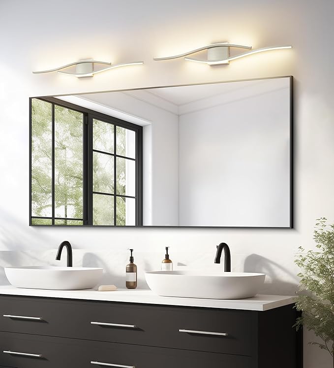 Joossnwell Bathroom Vanity Light Modern Bathroom Lighting Fixture Over Mirror Brushed Nickel 5CCT Dimmable Led Bath Vanity Light Bar 31.5 Inch