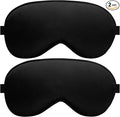 Silk Sleep Mask – 2 Pack Silk Eye Mask for Sleeping, Adjustable Strap, 100% Blackout, Soft Travel & Home Sleep Shade Cover for Women & Men (Black & Black)