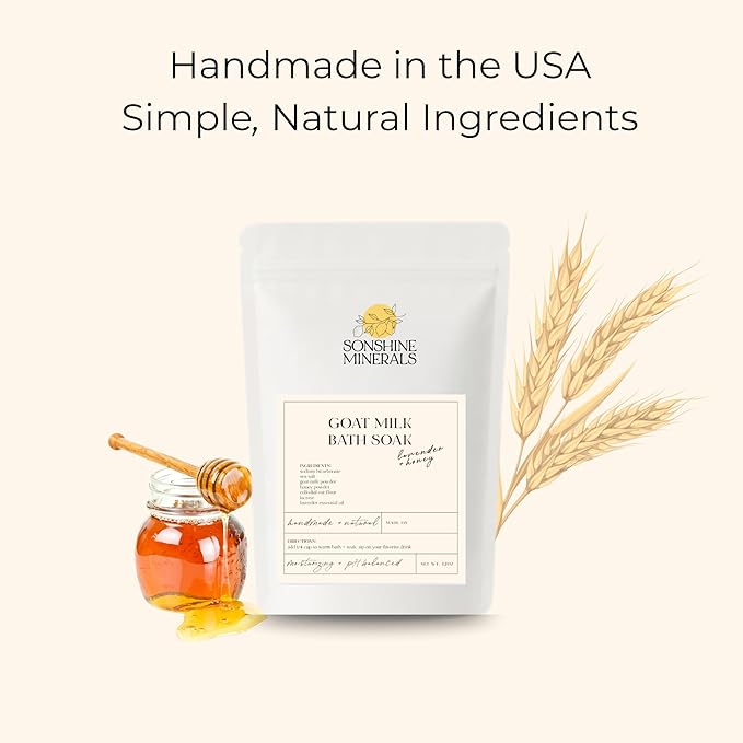Goat Milk Bath Soak with Colloidal Oatmeal & Honey - Moisturizing Milk Bath for Dry & Sensitive Skin - Natural Bath Soak for Itchy Skin Relief - Sonshine Minerals (12 Ounce)