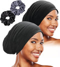 Sleep Cap Bonnet for Sleeping Black Women, Adjustable Cooling Ice Silk Lined Bonnet for Curly Braids Hair Cover Beanie Hat