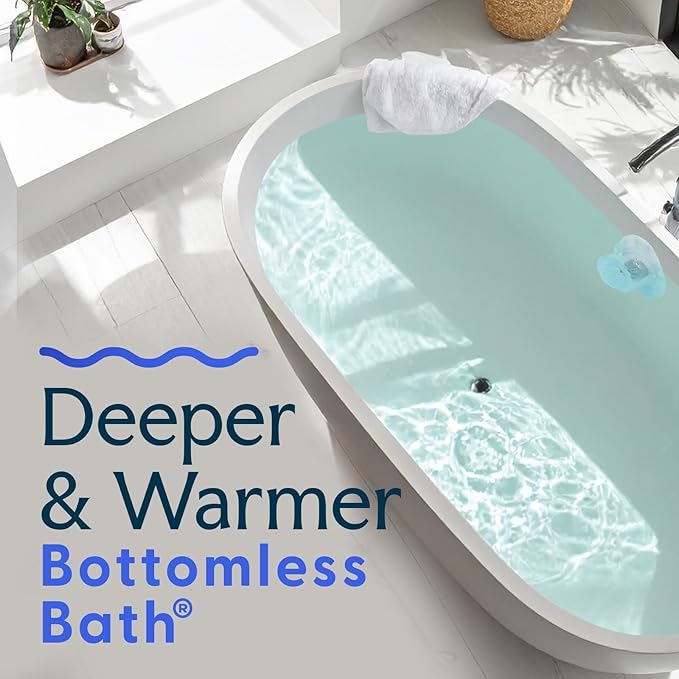 SlipX Solutions Bottomless Bath, Essential Overflow Drain Cover for Bathtub, Best Bath Accessories for Women, Adds Inches of Water to Your Tub for Deeper Soak, 4" Diameter, Clear
