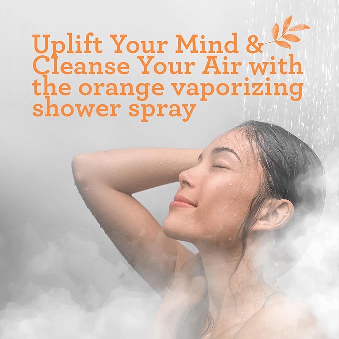 GuruNanda Uplift Vaporizing Shower Spray - 100% Natural Spa Mist with Orange & Eucalyptus to help with Mood Enhancement & Aid in Congestion (2 Fl Oz)