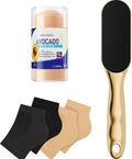 Nano Glass Foot File, Foot Callus Remover & Foot Scrubber for Smooth Feet, Professional Pedicure Tool (Heel Socks & Cracked Heel Stick Included), Gold