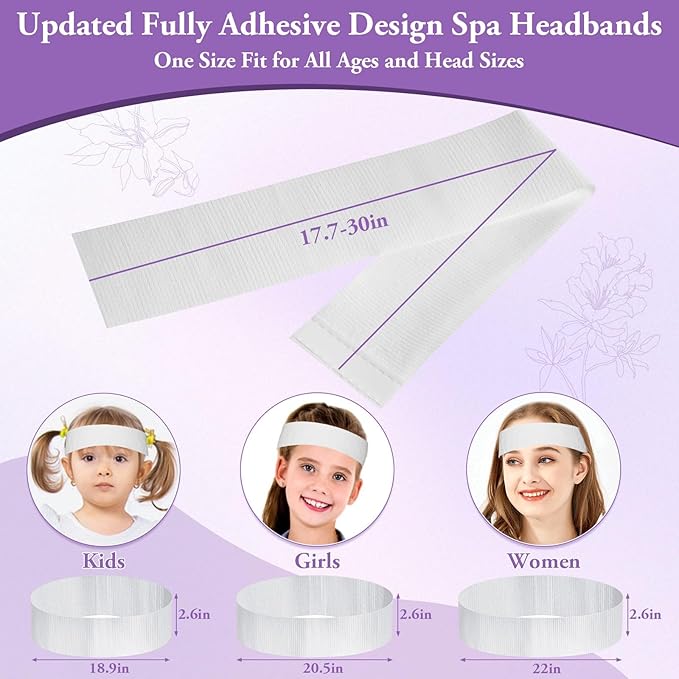 Sublaga 70 Pcs Disposable Spa Facial Headbands, Elastic Headband Wrap with Single Snap Tab, Soft & Flexible Facial Headbands, Stretch Spa for Women, Sport Yoga Salon Shower