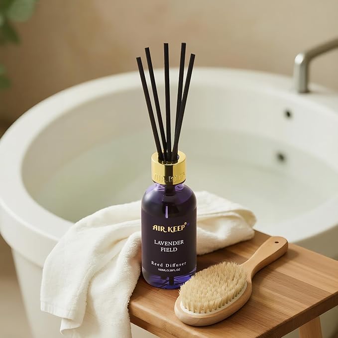 Airkeep Reed Diffuser Set, 3.38 fl oz (100 ml) - Cirtus Verbena Oil Diffusers with 8 Reed Sticks, Home Fragrance Reed Diffuser for Bathroom Shelf Decor