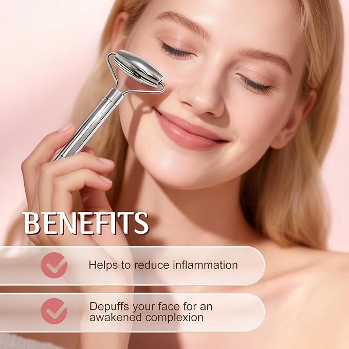 Gua Sha & Face Roller, Stainless Steel Gua Sha Facial Tools, Lymphatic Drainage Massager for Face, Eyes, Chin & Jawline Sculpting, Body Gua Sha Tools with Pouch (Light Silver)