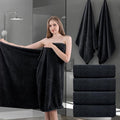 Ycosy Black Bath Towels Set 35x70 Inches - Luxury 600 GSM Oversized Bath Sheet Towel,Extra Large Microfiber - Quick Dry,Highly Absorbent,Super Soft Shower Towels Spa Hotel Bathroom Towel Set (4-Pack)
