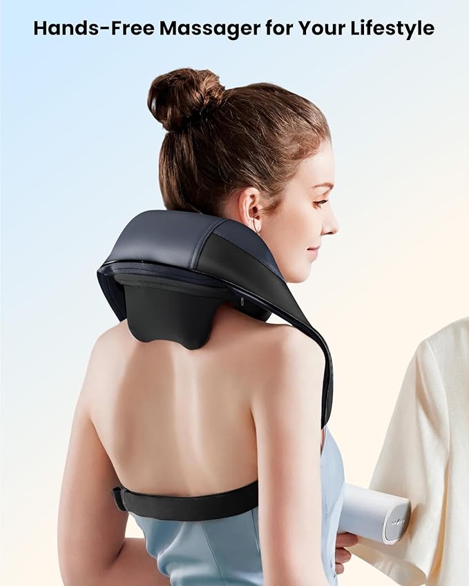 COMFIER FSA Eligible Cordless Neck Massager with Heat, 4D Shiatsu Deep Tissue Kneading for Neck & Shoulders, Graphene Heating Massage Pillow, Portable & Rechargeable, Mothers Day Gift