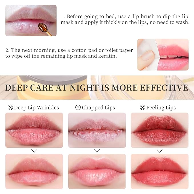 4 PCS Honey Lip Balm Pot, Honey & Strawberry & Watermelon & Apple Lime Lip Mask, Reduces Lines, Hydrate & Moisturizing Skin Care, Prevention Dry Cracked Lips Repair Treatment
