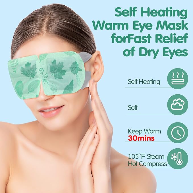 60 Pcs Disposable Steam Eye Mask Bulk for Dry Eyes Self Heating Eye Mask for Spa Sleep Warm Compress Stress Dark Circle Relief Puffiness and Relaxation Gifts (Unscented)