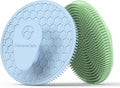 Soft Silicone Shower Brush Body Wash Bath Exfoliating Skin Massage Scrubber, Dry Skin Brushing Glove Loofah, Fit for Sensitive and All Kinds of Skin(Mint+Blue)