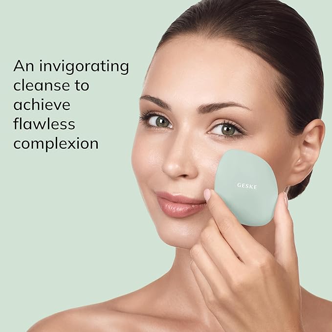 GESKE SmartAppGuided™ Facial Brush | 4 in 1 | Professional Facial Cleansing Brush | Skin Cleansing Silicone Facial Brush | Routine Skincare | Gentle Cleansing | Facial Cleanser