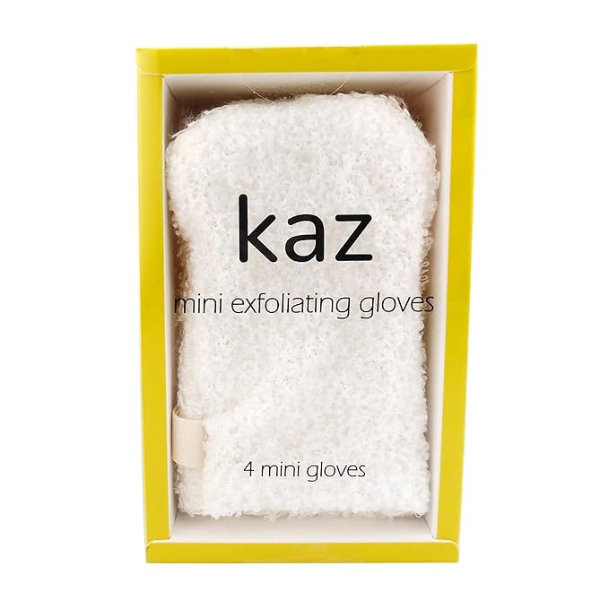 Waxness Kaz Exfoliating Mini Glove Finger Scrubber for Dead Skin Removal & Gentle Facial and Body Exfoliation, 4 Pack – Professional Skin Care