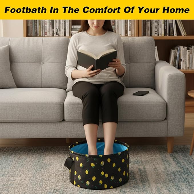 Molain Foldable Bucket for Soaking Feet, Portable Foot Bath Tub Spa Basin Black Footbath Bucket for Travel Home Pedicure Outdoor Camping