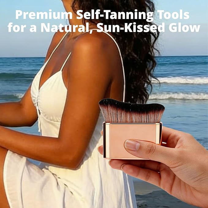 Professional Kabuki Foundation Brush - Self Tanning Blend Brush, Makeup Brush Streak-Free Application Multi-Use for Foundation Self Tanner Sunscreen Body Lotion (Rose Gold (Self Tanner Brush))