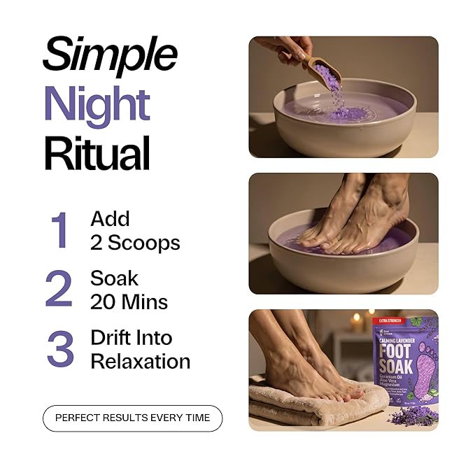 Lavender Foot Soak with Epsom Salt - Calming Aromatherapy for Relaxation & Better Sleep - Soothes Tired, Achy Feet & Softens Skin - Made in USA, 1lb