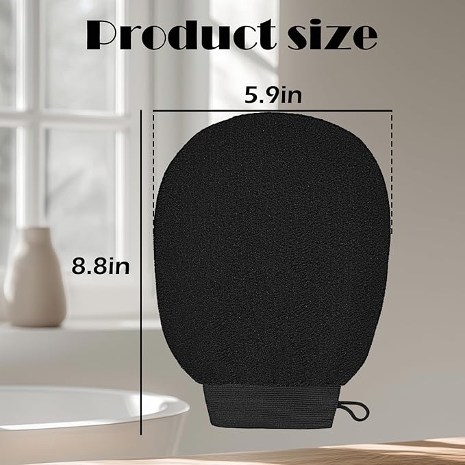 1 Pair Exfoliating Glove, Scrubbies for Body, Body Exfoliator, Exfoliating Washcloth（Black+Black）