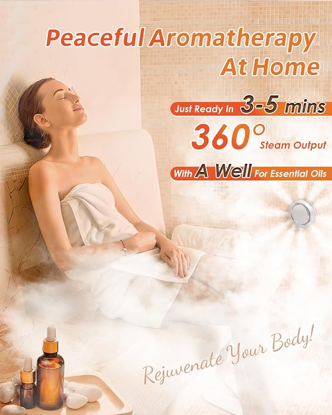 Steam Shower Generator Kit 12KW for Bath Sauna SPA, Aromatherapy Steam Head, Self-draining System, LED Waterproof Controller, for Commercial Home Use…