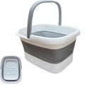 15L(4GL) Collapsible Foot Soak Tub with Handle and Massage Acupoint, Bath Massager for Dry Cracked Feet, Plastic Foot Bucket(Gray-B)