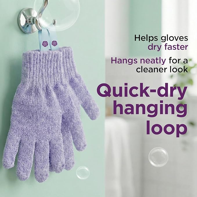 Love Being Scrubbed Body Exfoliating Gloves (2 Pair, 4 Count, Assorted Colors), Stretchy Exfoliating Body Scrubber for Bath & Shower, Body Exfoliator for Women & Men for Softer, Smoother Skin