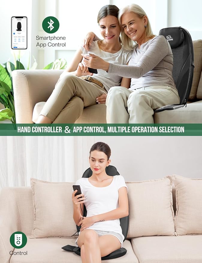 Snailax Back Massager with Heat, Gifts for Men, Women, Electric Deep Tissue Kneading Full Body Massage Chair for Back Pain, Home, Office Use, App Control