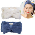 Chloven 2 Pack Microfiber Bowtie Headbands Facial Makeup Headband Cosmetic Bowknot Hairlace Wash Spa Yoga Sports Shower Adjustable Elastic Hair Band for Girls and Women