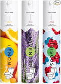 Travel Size Toilet Spray, Bathroom Odor Eliminator, 3 Pack, 1 fl oz Each, Up to 150 Uses, For Home and Travel, Essential Oils Freshener Spray, Lemon, Hibiscus, Lavender