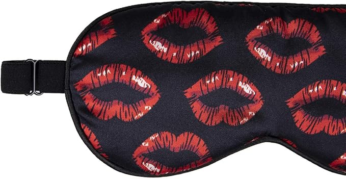 100% Mulberry Silk Sleep Mask Blackout, Cute Natural Sleeping Mask with Adjustable Elastic Strap, Satin Eye Cover for Men Women Adults (Kiss)