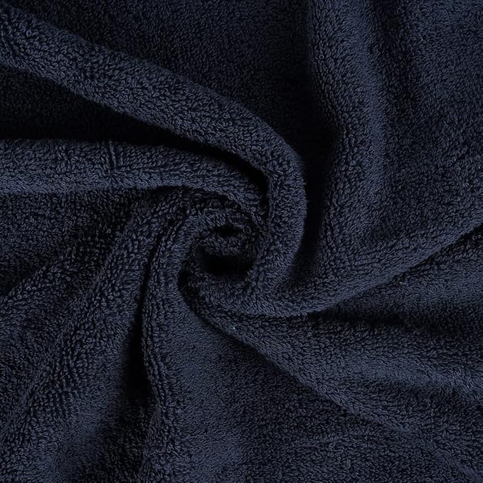 CASA COPENHAGEN Solitaire 6 Pieces Towel Set- Navy, 600 GSM 2 Bath Towel 2 Hand Towel 2 Washcloth, Designed in Denmark Made of Soft Egyptian Cotton for Bathroom, Kitchen & Shower