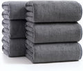 sakano 6-Piece Microfiber Bath Towel Set - Quick-Drying Bath Towels,Absorbent& Lint Free Soft Launder for Family, Gym, and Spa -Dark Gray, 28 x 55 inches