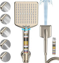 Homlord Filtered Shower Head with Handheld Brushed Nickel - High Pressure 6 Modes, 120 Anti-clog Nozzles, Detachable Showerhead with Hard Water Filters, Extra Long 6ft Hose, Power Wash Mode