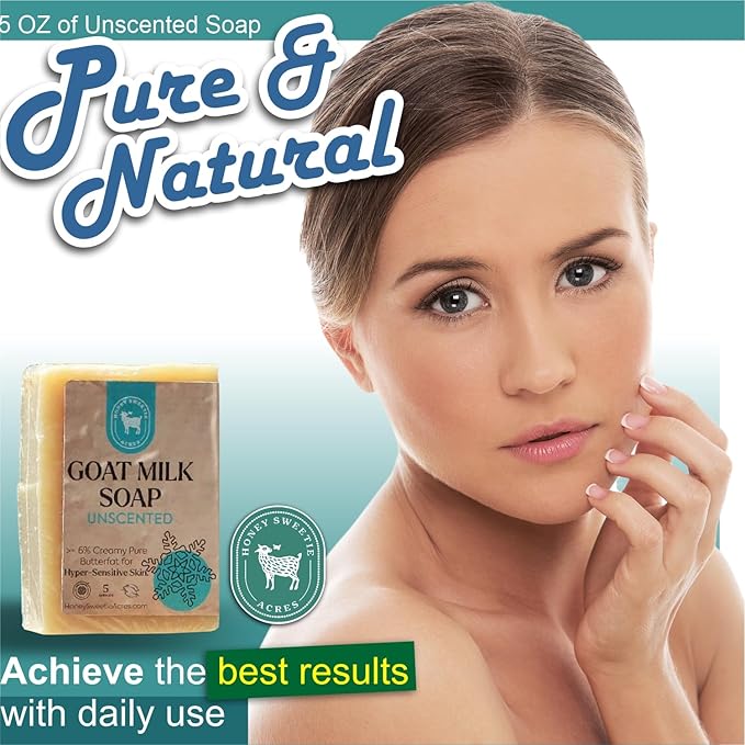 Honey Sweetie Acres Unscented Goat Milk Soap - Handmade 5 oz Bar, Made with Natural Ingredients, Moisturizing & Gentle, Made in the USA