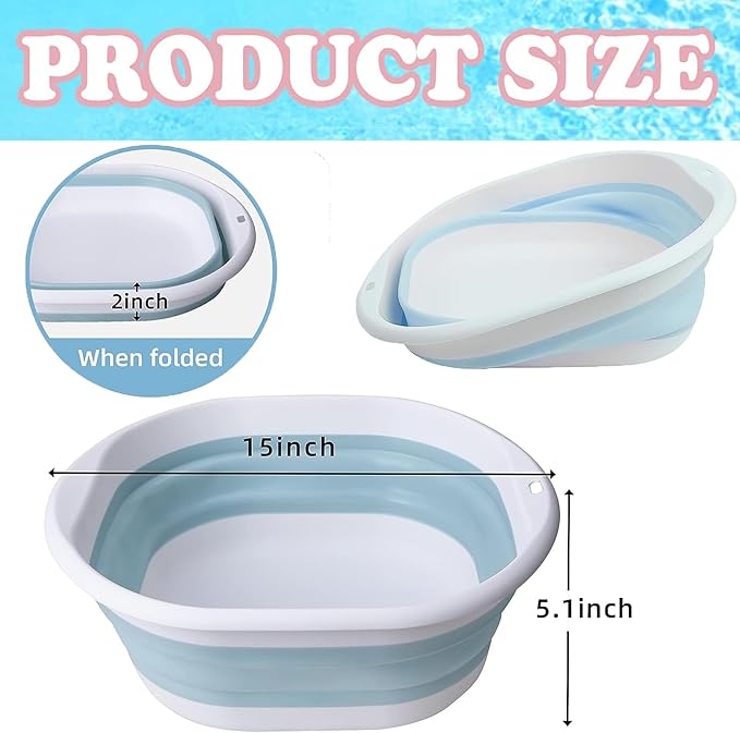 Portable Pool Foot Bath,Collapsible Pool Foot Wash Basin Tub,Foot Bath Basin for Above Ground Swimming Pools Accessories (Blue Baths)