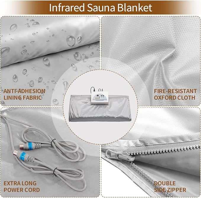Sauna Blanket,Far Infrared (FIR) Slimming Blanket Professional Therapy Sweat,Portable 2 Zones Heated Mat Body Shaper. Home and Indoor Personal Use. (Large Size)