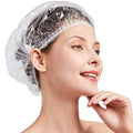OMWAH 100 PCS Disposable Shower Caps Large Clear Waterproof Processing Conditioning Plastics Elastic Shower Cap For Kids, Girls, Travel, Spa, Hotel, and Home Use (100 PCS)