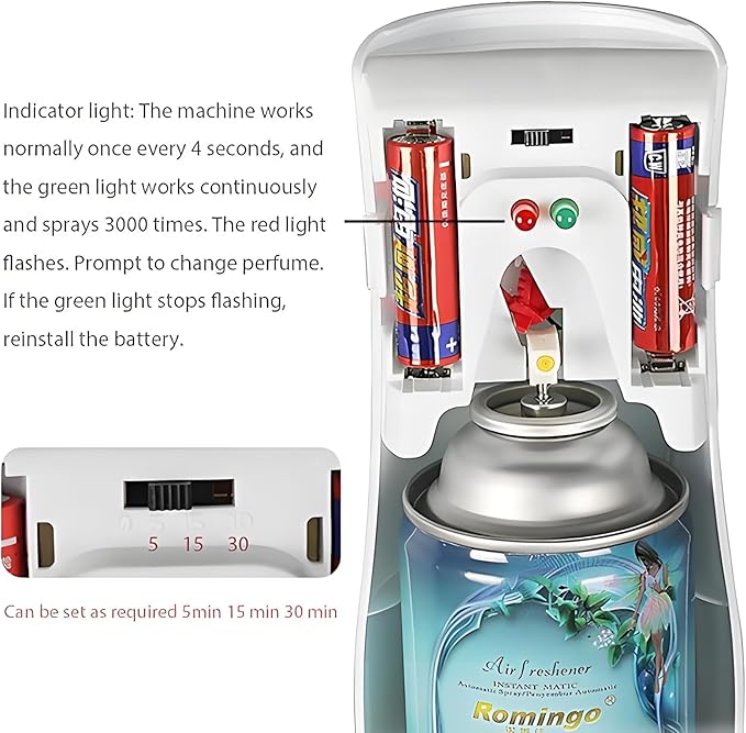 Automatic Air Freshener Spray Dispenser with 3 Timer Modes, Battery Operated with One-Year Warranty, Wall Mountable & Table Stand, for Home Office Toilet Decor (Cool White)