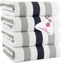 CASA COPENHAGEN Monaco Beach Towels Designed in Denmark Rough and Tough, Quick Dry, for Pool, Bath & Shower 30x60 inches 4 Pieces Cotton Beach Bath Towels Set - Charcoal Grey