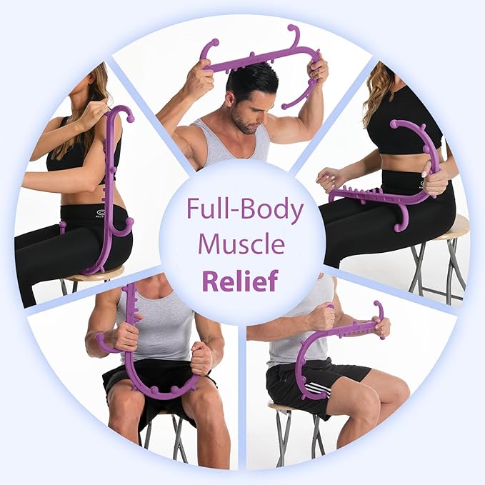Ranarose Deep Tissue Back & Neck Massager - Back Massager Stick for Pain Relief, Muscle Knot Remover, Trigger Point Massage Tool for Full Body, Shoulders, Legs - Pressure Point Massage Tool
