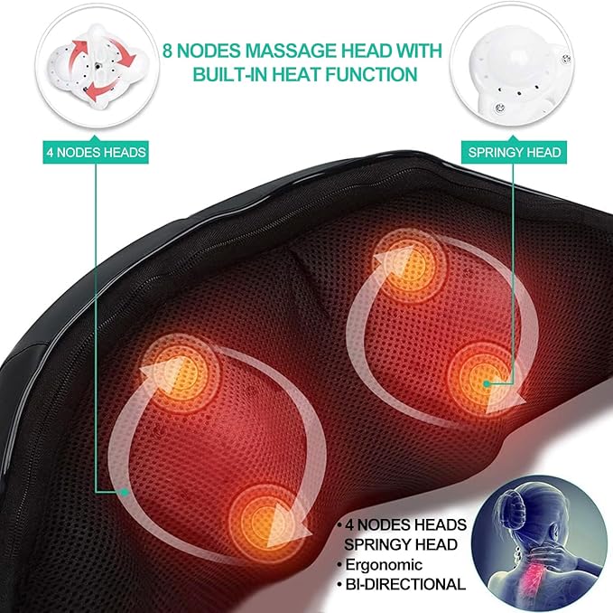 Medcursor Neck Massager - Portable Electric Neck and Back Massager with Heat, Deep Tissue 3D Kneading Pillow for Muscle Pain Relief, Ideal Father’s & Mother’s Day Gift, Not Cordless