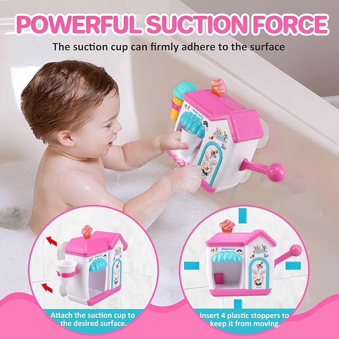 Gretex Toddler Bath Toys for 3 4 5 6 7 8 Years Old Girls, Bubble Ice Cream Maker Bath Toy, Shower Toys, Toddler Bath Toys Age 2-4, Bathtub Bubble Machine, Toy for 3 4 5 6 7 8 Years Old Boys Girls