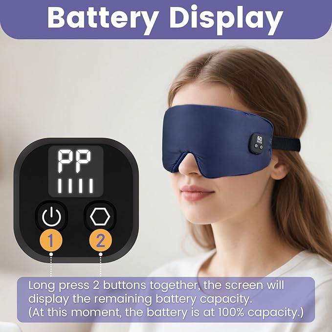 Silk Heated Eye Mask Cordless, 1500mAh Warm Eye Compresses for Dry Eyes, Rechargeable Eye Mask with 4 Temperature Settings & 4 Timer Settings, Gift for Men Women