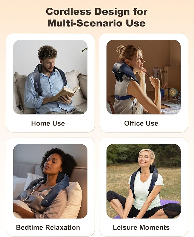 Beleduc Neck and Shoulder Massager with Soothing Heat,FSA Eligible, Cordless Neck Back Massager, Upgrad 4D Shiatsu Deep Kneading Massage for Back Shoulder