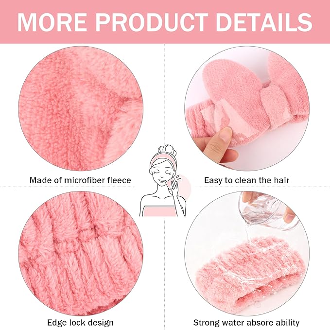 CIEHER 12 PCS Makeup Headband for Women Wrist Washband Scrunchies Cuffs for Washing Face, Soft Butterfly Spa Headband Matching Wristbands