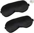 2 PCS Black Satin Sleep Masks, Adjustable Silk Eye Mask for Sleeping, Blind Folds Soft Breathable Blindfold for Adults Couples Play Party Games Airplane Travel Essentials Eye Covers Patches Night Mask