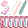 5-Piece Disposable Manicure Kit, Bulk Mini Nail Care Set with Nail Files, Buffer, Cuticle Pusher & Cleaning Brush, Pedicure Salon Supplies, Party Favors, Limas Desechables para Uñas