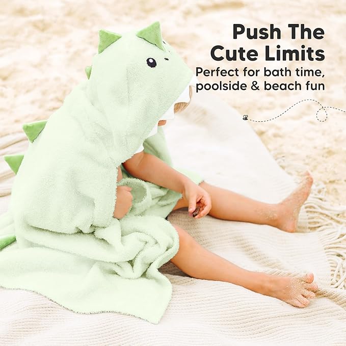 KeaBabies Organic Baby Towel with Hood for Girls, Boys - Soft, Absorbent, 100% Cotton Hooded Baby Towels for Newborns, Infants, Large Hooded Bath Towels for Babies, Kids, Toddler 1-3 (Draco)