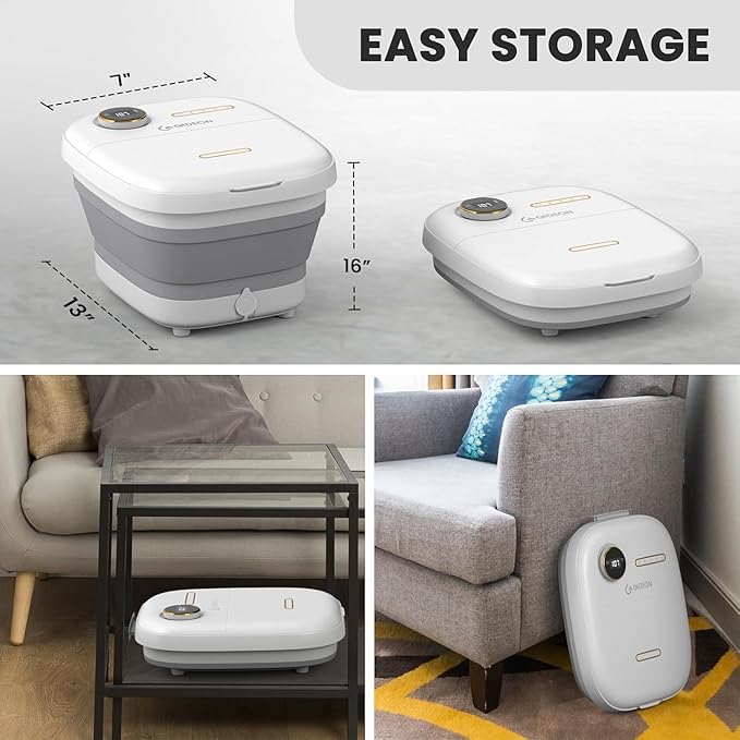 Gideon Foot Massager & Spa - Luxury Heated Foot Bath with Lights & Bubbles, Therapeutic Foot Spa and Pedicure Tools for Feet