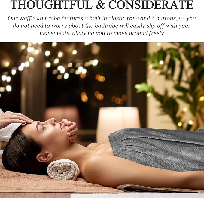 Tigeen Plus Size Towel Wrap for Women Spa Robe Set with Shower Hair Drying Turban Cap Towel Headband Adjustable Bathrobe