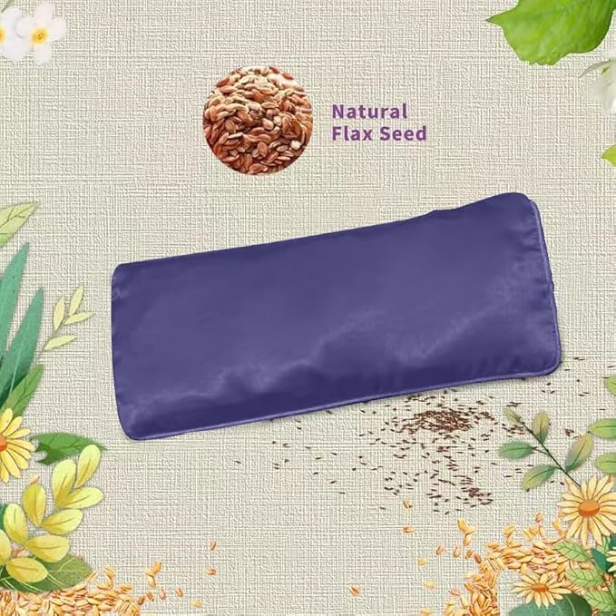 Flexseed Eye Pillow, Hot or Cold Weighted Satin Eye Mask, Microwaveable Moist Heat Eye Compress, Unscented Washable, Perfect for Sleeping, Yoga, Migraine Relief, Pack of 2 (Unscented)